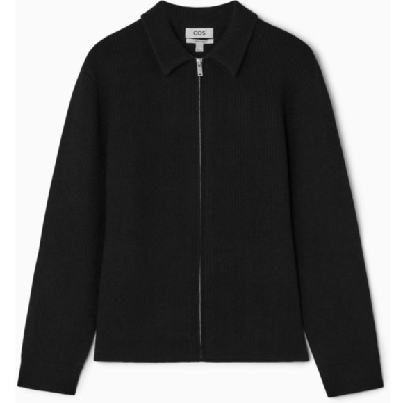 COS Ribbed Wool Zip-Up Jacket Size M